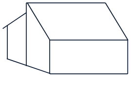 Illustration Gebäude mit Photovoltaik-Dachfläche